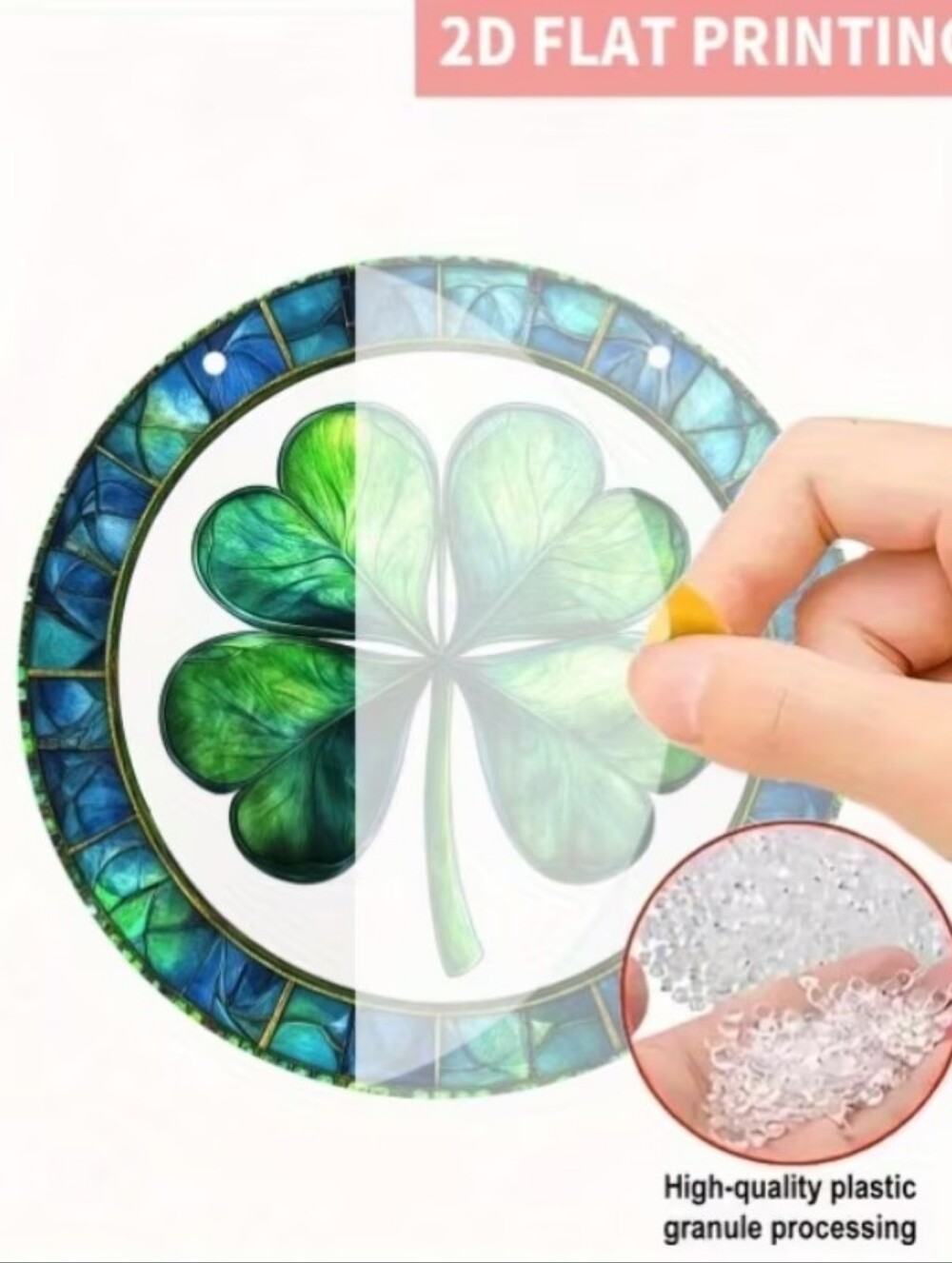 Green Stained Acrylic Four-Leaf Clover Hanging Wall Accent - Picture 4 of 8